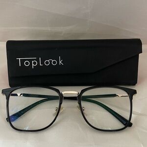 TOP LOOK- lightweight black plastic with metal accent eyeglass frames